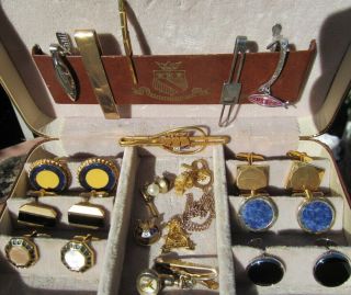 6 Pairs Mens Vintage Cuff Links Hickok Pheasant Gf Order Of Owl Clip Sheilds Box