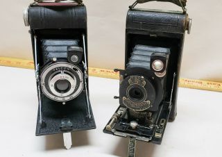 Pair Antique Kodak No 1 Pocket & Falcon Model No 4 Folding Bellows Camera