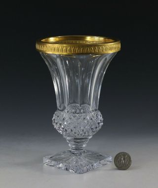 Antique 20th Century Baccarat Bronze - Mounted Cut Crystal Glass Pedestal Vase.