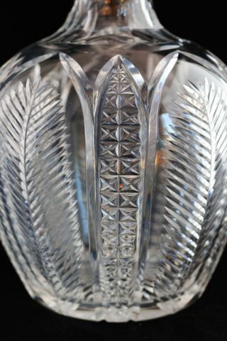 ANTIQUE AMERICAN BRILLIANT CUT GLASS CRYSTAL ABP CARAFE FEATHER AND DIAMOND CUT 4