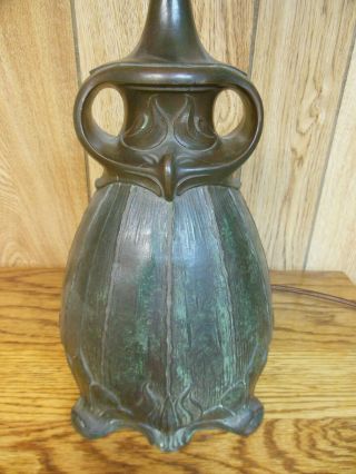ANTIQUE PITTSBURGH OWL LAMP BASE FOR REVERSE PAINTED LAMP - SIGNED 3