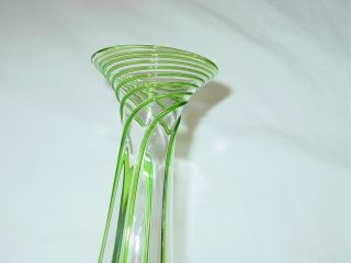 Antique Art Glass Vase Green Threaded Swirl Polished Pontil Steuben Tiffany 6
