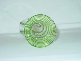 Antique Art Glass Vase Green Threaded Swirl Polished Pontil Steuben Tiffany 7