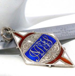 Antique Art Deco C 1930s Silver Enamel Pocket Watch Fob Metal 1933 Silver Fob,