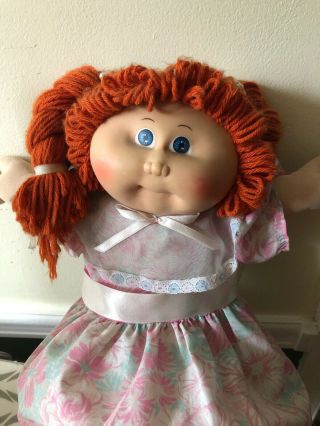 Vintage Soft Face Cabbage Patch Kid Doll Red Head Blue Eyes Girl “lucia Ellen”