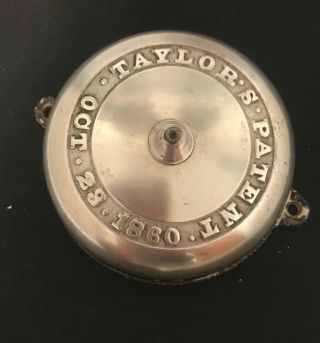 Taylor’s Patent October 23,  1860 crank doorbell Brass Cast Iron Porcelain Knob 2