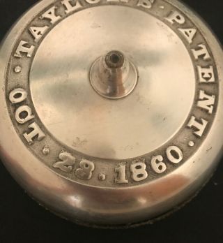 Taylor’s Patent October 23,  1860 crank doorbell Brass Cast Iron Porcelain Knob 7