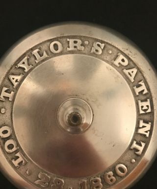 Taylor’s Patent October 23,  1860 crank doorbell Brass Cast Iron Porcelain Knob 8
