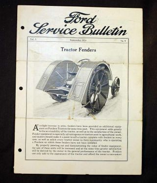 Antique Ford Model T Service Bulletin Fordson Tractor Fenders Valves 1924