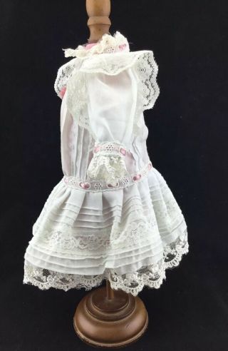 DROP WAIST DOLL DRESS For ANTIQUE VINTAGE FRENCH or GERMAN BISQUE DOLL Head Band 2