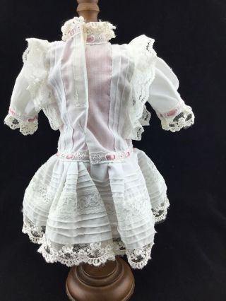 DROP WAIST DOLL DRESS For ANTIQUE VINTAGE FRENCH or GERMAN BISQUE DOLL Head Band 3