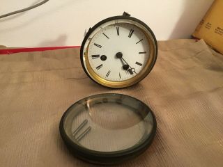 Antique French Mantle Clock Movement Dial Bezel With Beveled Glass Back Door