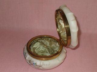 Antique 19th C Wave Crest Art Glass Flower Enamel Dresser Jewelry Vanity Box 7