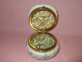 Antique 19th C Wave Crest Art Glass Flower Enamel Dresser Jewelry Vanity Box 8