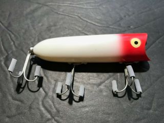 Vintage Heddon Lucky 13 Top Water Fishing Lure Red And White Color
