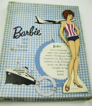 Vtg Paper Dolls 1964 Barbie Travel Wardrobe Whitman 4616 Rare Set