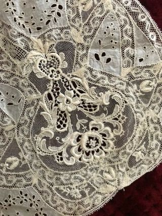 Gorgeous Handmade NORMANDY LACE PIECE Valenciennes lace and embroidery on linon 3