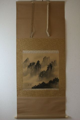 Q05C6 Mountain Valley Scenery Japanese Hanging Scroll 2