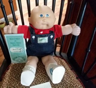 Adorable Vintage 1978 Bald Cabbage Patch Boy Doll Birth Certificate Conway Rufus