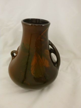 Antique Arts Crafts Owens Pottery Standard Glaze Vase Twisted Form Handled