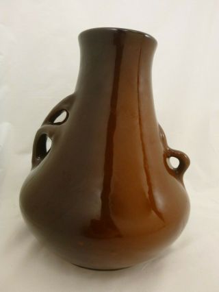 Antique Arts Crafts Owens Pottery Standard Glaze Vase Twisted Form Handled 3