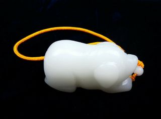 Hetian Jade Hand Carved Large Pendant Sculpture Lovely Piggy Shaped 08021915