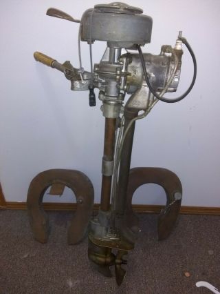 V Old Out Board Champion Brand Antique Outboard Boat Motor.