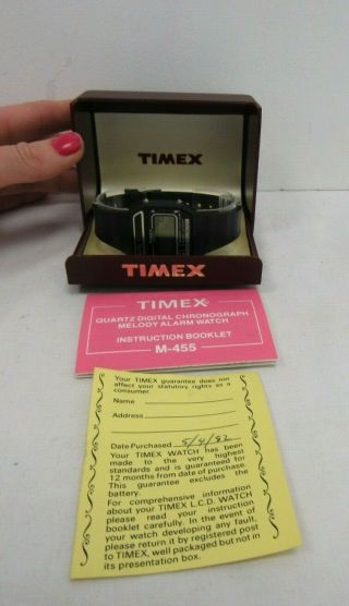 Vintage Timex Quartz Digital Watch With Case Certificate M 455 - Shi L38