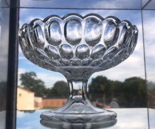 1890 Eapg Flint Thumbprint Antique Glass Jelly Compote Or Candy Dish W/ Optics
