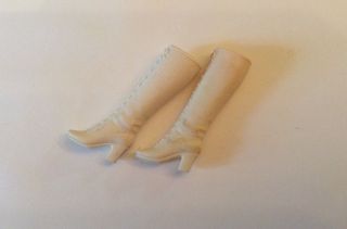 Vintage 1970 Barbie Francie Stacey White Lace Up Granny Boots
