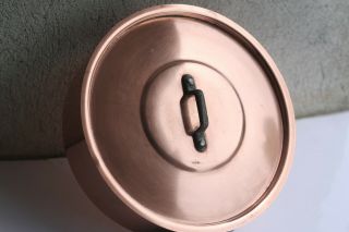 Antique French Copper Cookware Saucepan Stamped W/ Handled Lid 23cm/9inch 4.  6lbs