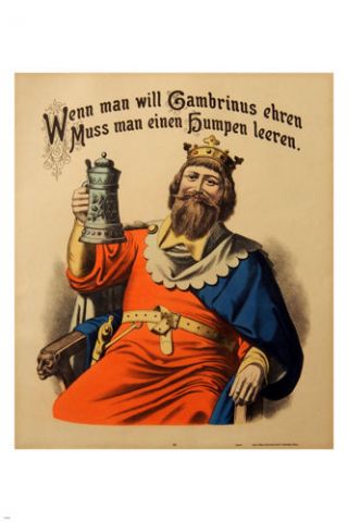 Vintage German Beer Advertising Poster King Toasting 24x36 Rare Exceptional