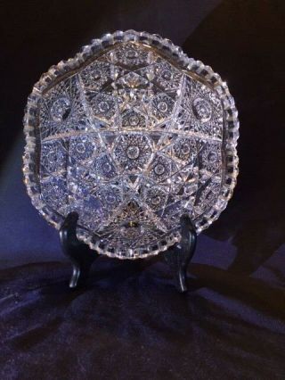 Antique " American Brilliant Period " (abp) Cut Glass Bowl - Cluster Pattern