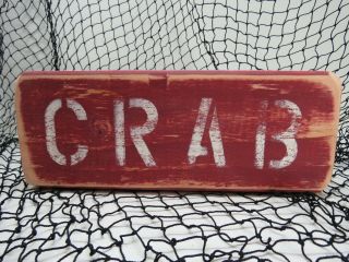 9 Inch Wood Hand Painted Crab Sign Nautical Seafood (s774)