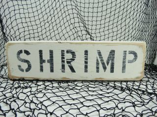 12 Inch Wood Hand Painted Shrimp Sign Nautical Maritime Seafood (s766)