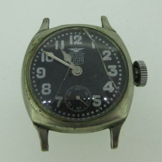 Antique 1919 Elgin Grade 462 Model 2 7j Military Silver Tone Watch Parts As - Is