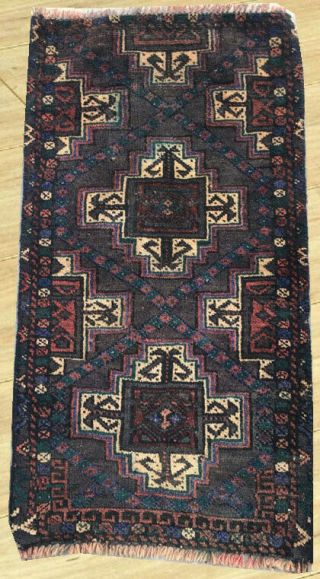 Semi Antique Hand Knotted Afghan Tribal Baloch Herati Wool Area Rug 2 X 3 Ft