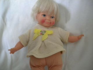 Vintage 9 " Ideal 1968 Newborn Thumbelina Doll - Pull String - Non