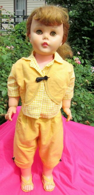 Vintage 1960 Walking Doll With Suitcase And Spare Outfits
