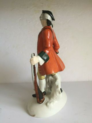 Antique Dresden German Porcelain Figurine Man Hunting with Rifle Greyhound 10.  5 