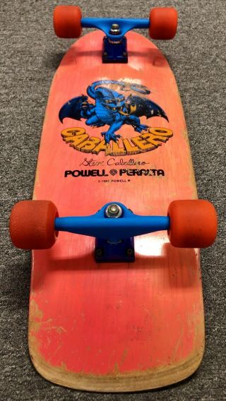 Vintage Powell Peralta PINK Caballero Dragon Skateboard w/ Bones,  NOS Trackers 7