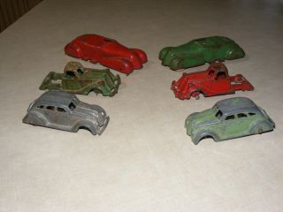 6 Vintage Antique Hubley Metal Car Pressed Steel 3 And 4 " Toys