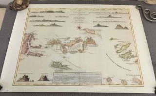 The Virgin Islands By Thomas Jefferys Geographer To The King 19”x 27” Map