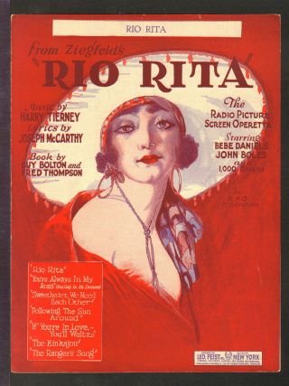 Rio Rita 1929 Title Song Bebe Daniels Movie Vintage Sheet Music Q26