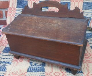 19th Century Walnut Double Lid Cuttlery Box With Carved Feet