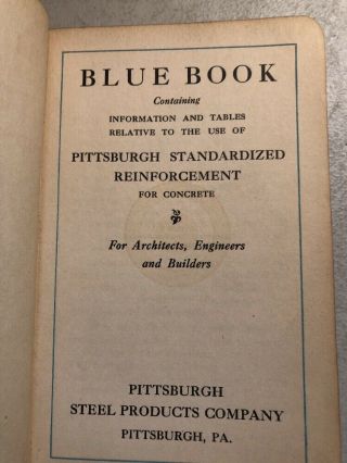 PITTSBURGH STEEL PRODUCTS CO.  - Concrete Standardized Reinforcement - 1910 ANTIQUE 2