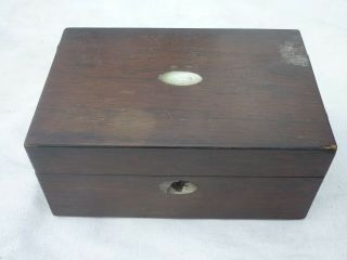 Vintage Wooden Box With Mother Of Pearl Inlay For Restoration
