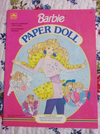 1990 Uncut Vtg Barbie Paper Doll Book 12 Outfits 5 Pgs W/tote 2 Outfits To Color