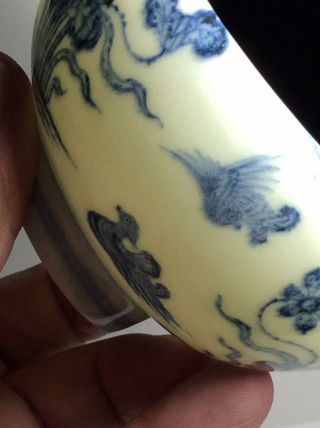 Antique Chinese 18/19th C Blue & White Rice Bowl Ming Xuande Marks 12