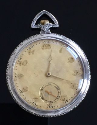 Antique Solid Silver Pocket Watch By Huguenin Frères C.  1910 / Montre Gousset